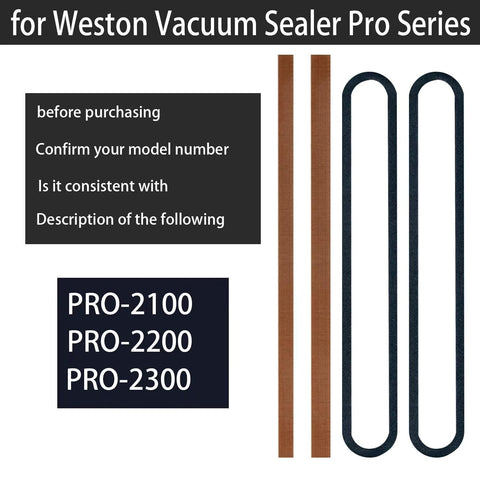 Foam gasket replacement kit for Weston Pro-Series vacuum sealer Pro-2100/2200/2300, includes 2 gaskets and 4 seal bar tapes.