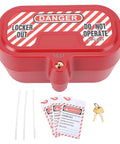 Industrial Plug Lockout Box With Self Locking Design And Integrated Lock Cylinder, red with danger label, labels, keys