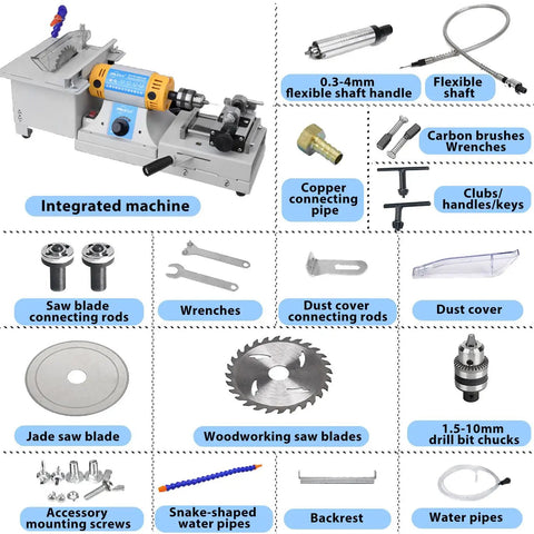 Heavy Duty Flex Shaft Bench Grinder For Jewelry Drilling Jade Carving Wood Crafting And Metal Finishing That Handles The Daily Grind Like A Champ For Every DIY Workspace with various attachments and tools.
