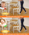 Woman using Square Chair Leg Floor Protectors 36 Pack, Silicone Chair Leg Covers and Felt Pads for Hardwood Floors, Scratch Prevention for Wood Floors, Small to Large Sizes, Clear to protect floors and ensure quiet movement near dining table.