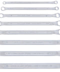 Eight Piece Double Ended Ring Wrench Set 6mm By 7mm To 20mm By 22mm With 10 Degree Shallow Offset Chrome Alloy Steel Chrome Plated