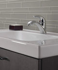 Classic Single Hole Chrome Bathroom Faucet With One Handle on a modern vanity, showing 1 Hole or 3 Hole Sink compatibility