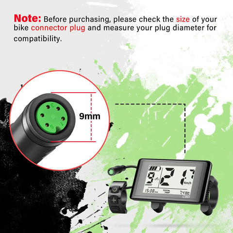 C961 5 Pin Female Ebike LCD Display For Bafang BBS01B BBS02B BBSHD Mid Drive Motors With UART Protocol Plug And Play Supports 0 To 9 Pedal Assist Levels Bike Computer Screen 22mm Handlebar Mount