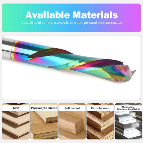 Pro Grade Compression Router Bit With One Quarter Inch Shank And One Inch Cutting Length TAC Coated Solid Carbide Spiral Up And Down CNC Router Bit For Carving Woodworking Projects