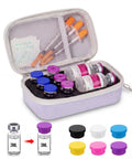 Purple Peptide Case For Fridge And Travel With EVA Vial Organizer For Insulin GLP1 And BAC Water Holds 2x30ml And 6x10ml Diabetic Storage Case Includes 6 Silicone Caps showing open case