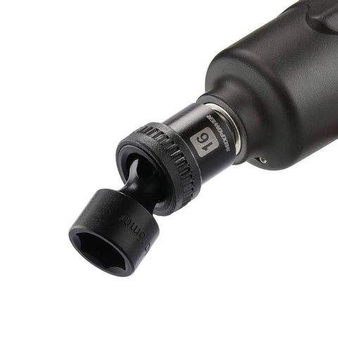 Shallow Universal Impact Socket Set Built Tough 3/8 Inch Drive, 6 Point, Metric 8-22mm, CR-MO Steel, Flexible Wobble Swivel in use