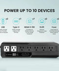 Uninterruptible Power Supply With AVR Battery Backup And Surge Protector for Home Office, 7 outlets, USB A & C, RJ45 port