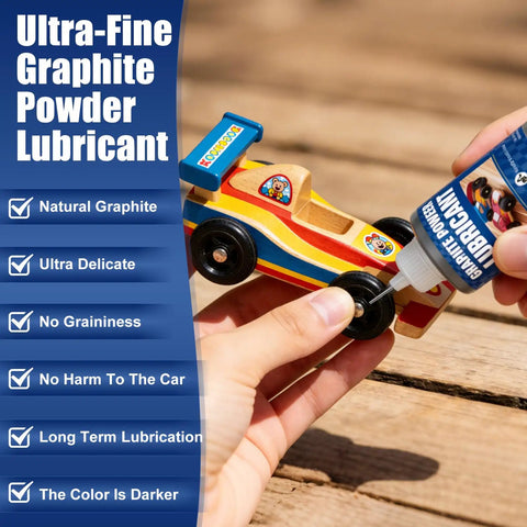 Applying Pinewood Derby Graphite Powder Lubricant Kit With 50ml High Purity 3000 Mesh Dry Graphite For Axles And Wheels
