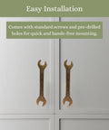 Antique Metal Wrench Drawer Pull For Cabinets And Tool Chests featured on light grey cabinet doors