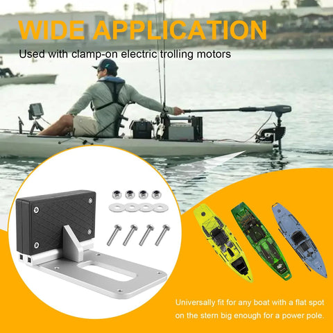 Universal Transom Trolling Motor Mounting Bracket For Kayaks And Small Boats Clamp On Electric Motor Bracket with hardware