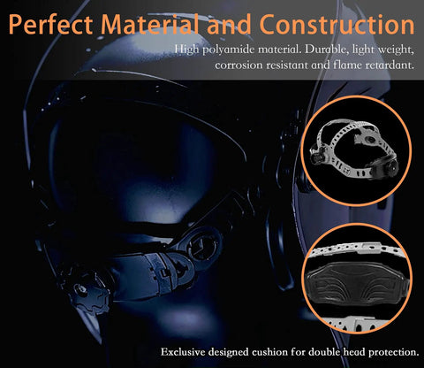 Close-up of auto darkening welding helmet with ultra large viewing screen true color display and 4 arc sensors.