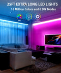 Living room with 25 Foot RGB LED Strip Lights Kit With 44 Key Remote And 12V Power Supply Color Changing Vibe Lighting