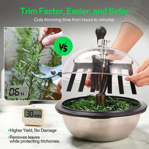 13 Inch Bud Leaf Bowl Trimmer With Clear Visibility Dome And Sharp Stainless Steel Blades For Easy Spin Cut Solid Metal Gear Box