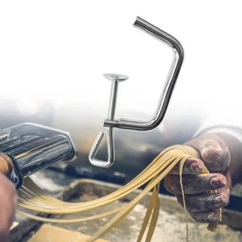 Two Pack Pasta Maker Clips Fixing Clips Replacement Handles Durable Stainless Steel Professional Clamp For Noodle Machine Repairing Parts And Tools Easy To Install Noodle Maker Accessory And Replacement Part, stainless steel clamp close-up