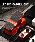 Red 2 In 1 Wah And Volume Pedal for Electric Guitars with LED Indicator, lightweight design for stage use.