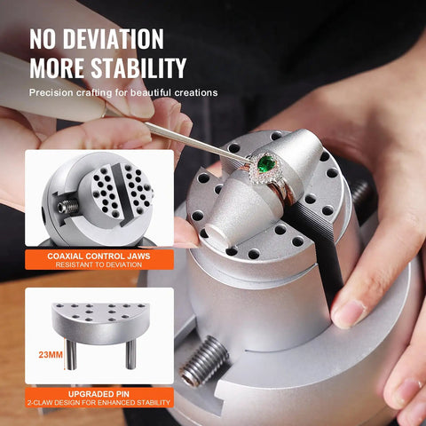 Hands using Ball Vise Engraving Kit With 5 Inch Clamp Pro Grade 360 Degree Swivel Block Vise for jewelry inlay, chrome