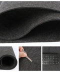 Massive 40x16 Inch Felt Desk Mat Non Slip Keyboard And Mouse Pad for Office Desk in detailed views, showing felt material and use