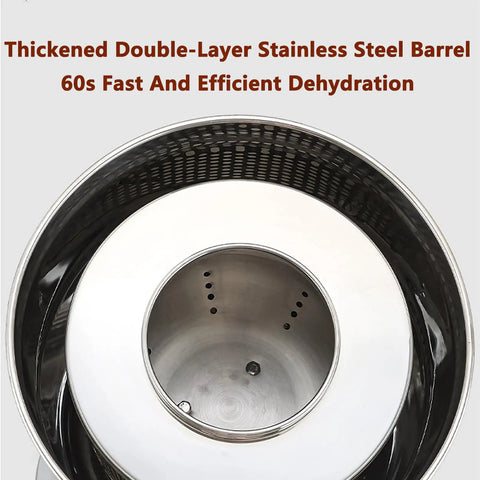 Boss Level Commercial Salad Spinner, Stainless Steel Electric Greens Dryer With Double Layer Basket, 1400 Rpm showing thickened double-layer design.