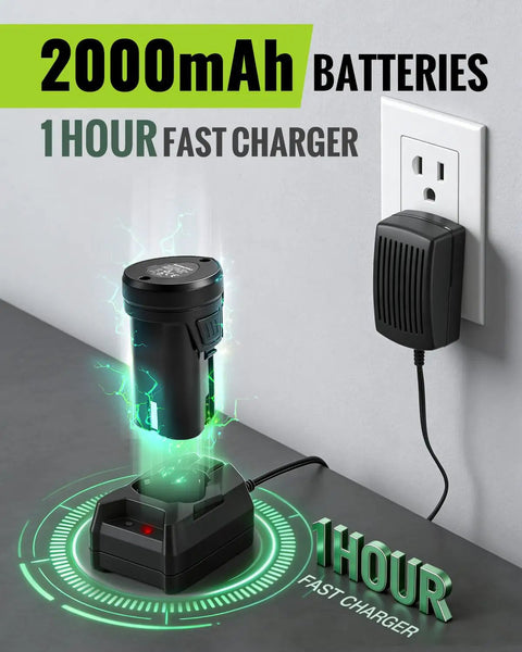 2000mAh battery charging with 1 hour fast charger for 12V Cordless Grass Shear And Hedge Trimmer 2 In 1 Electric Tool
