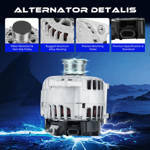 New 2.5L Alternator Replacement For Nissan Altima 2007-2013, aluminum housing, 3-pin connector, durable engine performance