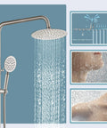 Outdoor Shower Setup Kit In 304 Stainless Steel With Brushed Nickel Finish 8 Inch Rain Shower Head High Pressure Hand Spray