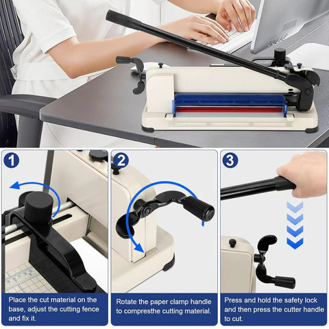 Workhorse 12 Inch Paper Cutter With 400 Sheet Capacity Solid Steel Guillotine Trimmer For No Sweat A4 Paper Leather And Fabric Cuts In Home Or Office Workspaces Black