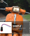 Dual Flash Hazard Light Switch For Motorcycles And E Bikes With ABS Metal Build on orange scooter