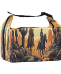 Cowboy Theme Insulated Lunch Bag For Women And Men, Large 9.4 by 6.7 by 9.8 Inch Lunch Tote with Western design illustrations