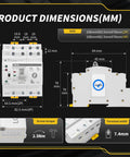 Dual Power Transfer Switch For UPS With Auto And Manual Modes No Fuss Setup Over Voltage And Under Voltage Protection Solar Ready DIN Rail Mount 2P 63A AC 110V Uninterruptible Power Supply Safety And Fast Source Switching dimensions diagram