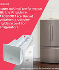 Ice Bucket Container 242093003 for Refrigerators White No Tools Needed Easy Install Durable Plastic Ice Bin for Fridge Organization