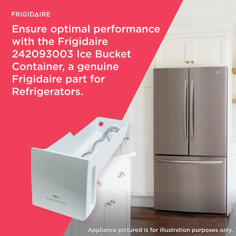 Ice Bucket Container 242093003 for Refrigerators White No Tools Needed Easy Install Durable Plastic Ice Bin for Fridge Organization