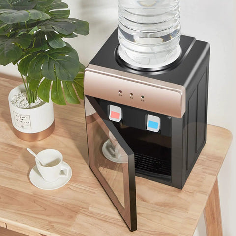 3 In 1 Water Dispenser With Ice Cold Hot And Room Temp Water Mini Desktop Water Cooler for home office dorm coffee bar, champagne gold finish