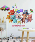 Cocomelon Giant Peel And Stick Wall Decals With Alphabet, 134 Piece Set For Kids Room Decor on smooth wall in toy room