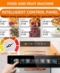 Premium Electric Food Dehydrator Machine With 12 Stackable Trays intelligent control panel showing temperature settings.