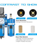 Three Eighths NPT Compressed Air Filter Regulator Lubricator Combo with Brass and Aluminum Comparison