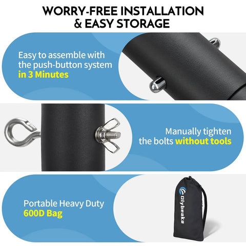 Close-up of easy setup hardware for Inground Pool Volleyball Net Set With 26 Ft Adjustable Length and heavy-duty carry bag.