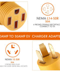 Slick Nema 10-30p To 14-50r Adapter For Level 2 Electric Vehicle Charging showing NEMA 14-50R female receptacle and NEMA 10-30P male plug.