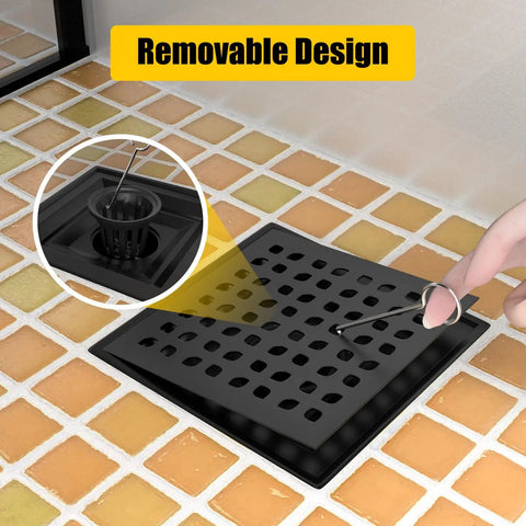 Shower Drain 24 Inch With Removable Pattern Grate Matte Black Stainless Steel 304 Anti Corrosion Built To Last Floor Drain With 2 Inch Center Outlet For Linear Drain And Easy Cleaning.