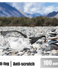 Clear safety glasses with dark arms on rocky landscape, 100 Pairs Clear Safety Glasses Bulk For Group Use In Lab And Workshop
