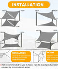 Installation guide for 12x16 Ft Dark Grey Waterproof Rectangular Sun Shade Sail for Outdoor Living with UV Protection Up to 95 Percent