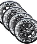 90 Millimeter Inline Skate Wheels For Speed Skating, 88A Outdoor Replacement Wheels, Set Of Four, Grippy Long Lasting Black Wheels