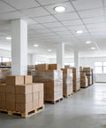 Warehouse with stacked boxes and pallets for Industrial Workhorse Push Button Switch 2.5A at 250VAC Or 5A at 125VAC