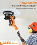 Beast 1000W Drywall Sander With Vacuum Dust Collection And LED Light Popcorn Ceiling Removal Tool in use for ceiling sanding