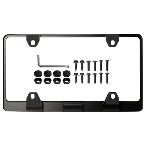 Stealth Matte Black License Plate Frame With 3D Raised Letters, UV Resistant Powder Coat Steel with mounting hardware
