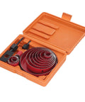 Pro Bi Metal Hole Saw Kit With 13 Sizes Plus Drill Bit, Hex Wrench And Opener For Cutting Soft Wood Plywood PVC Sheets Smoothly Today in orange case