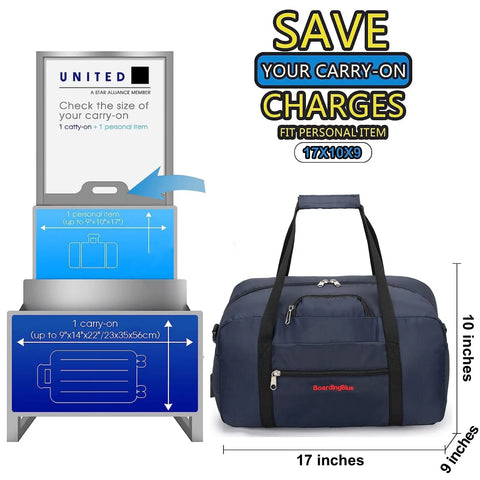 Under Seat Personal Item Duffle Bag For Air Travel ✓