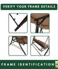 Frame details for Beefy 350 Denier Beige Replacement Canopy Top For Callimont Park Swing Models RUS4239 And RUS4239-WM
