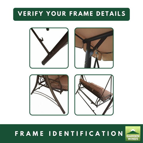 Frame details for Beefy 350 Denier Beige Replacement Canopy Top For Callimont Park Swing Models RUS4239 And RUS4239-WM
