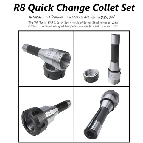 R8 ER32 Collet Holder Set For CNC Milling Lathe Kit With 15 ER32 Collets R8 Shank Wrench And Plastic Case High Precision