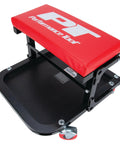 Foldable C Frame Creeper Rolling Work Seat With Tool Tray For Mechanics In Garages And Shops Black Red 12 And A Half Inch Height